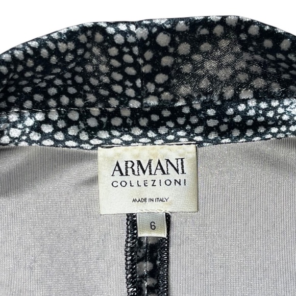 Armani Collezioni Jacket Women's 6 Black Silver Micro Dot Velvet Velour Blazer - Picture 7 of 10